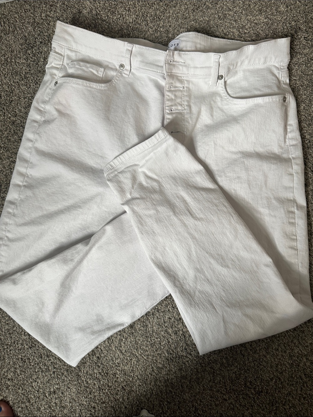 Loft White High Waist Skinny Crop Jeans